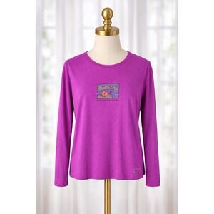 Life is Good Entertainment Center Long Sleeve T-Shirt Magenta Purple Womens L